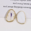 Detail of oval resin pendants with purple dried flowers and pearls for DIY earrings - Pearl White With Purple Flower