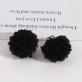 Détails de pompons en peluche noire avec anneaux dorés pour la création de bijoux DIY - Noir duveteux