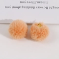 Soft light pink plush pompom charm with golden metal loop for DIY jewelry making - Orange