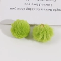 Grass green 20mm soft faux fur ball charm with golden metal loop for DIY jewelry making - Green