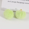 Soft 20mm light green plush ball pendant with gold metal ring for DIY jewelry making - Light Green