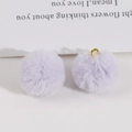Lavender soft faux fur pom pom charm with golden metal loop for DIY jewelry making - Light Purple