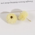 Gele pluche kralen met metalen ring voor DIY oorbellen en hoofddeksels accessoires - Lichtgeel