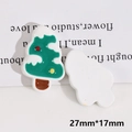 Detailed close-up of 27mm Christmas tree resin flatback charms for DIY craft accessories - Green Christmas Tree
