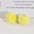 Pair of bright yellow 20mm soft plush balls with gold metal loops for DIY jewelry making - Light Yellow