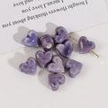 Polished purple heart-shaped ceramic beads for DIY jewelry making with side hole - Light Purple 18#