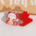 Detail of red flocked dragon charms with gold lettering for DIY hair accessories - Red Rolling Wealth Style