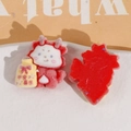 Detailed macro view of front and back of red flocked dragon DIY accessory for accessories - Red Peace And Joy Style