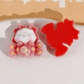 Macro view of red flocked resin dragon charms showing front texture and flat back detail - Red Fortune Style