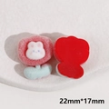 Detailed view of pink flocked rabbit flower resin patch with dimensions 22mm by 17mm - Flocking Flower Bunny