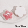 Macro shot of 21mm red velvet flocked flower resin charms for DIY jewelry making accessories - Flocking Five Petal Flower