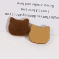Detailed view of flocked cat-head resin charms in dark brown for DIY crafts and jewelry - Dark Coffee
