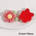 Macro detail of 21mm flocked floral resin charms with soft velvet texture for DIY - Flocking Flower Leaf