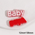 Macro view of red Baby letter resin charm for DIY jewelry with 12mm x 28mm dimensions - Flocking Baby Style