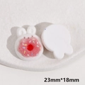Detail view of red velvet flocking rabbit resin charms with 23mm size measurements - Flocking Donut