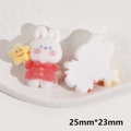 Cute red rabbit resin charms with flocking texture for DIY jewelry making 25x23mm - Flocking Bunny With Star