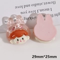 Detailed view of translucent resin girl hairclip charms for DIY crafts and jewelry making - Pink Rabbit Hat Style (B42-1-1)
