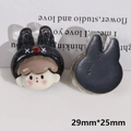 Cartoon-Mädchen-Harzanhänger mit schwarzer Hasenmütze für Haarklammern und Schmuck, 29x25mm - Schwarzer Hasenhut Stil (B42-1-1)