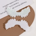 Iridescent AB glitter angel wing resin charm with detailed feather texture for DIY crafts - Solid White