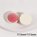 Detail of round 17.5mm flocked resin jewelry parts in rose pink and off-white colors - Flocking Circular