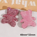 Pink resin bear charm with rhinestones showing front and back detail views and dimensions - Type B Bear (B Bear) / Pink