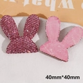 Detail of pink rhinestone rabbit ear patches for DIY crafts with 40mm size measurements - Rabbit Head / Pink