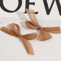 Detailed view of handmade mesh butterfly hair clips with shimmering translucent texture - Dark Coffee