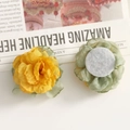 Accessorio per capelli fiore rosa in rete dolce, clip fai-da-te giallo e verde - Giallo
