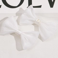 Detailed view of dual-layer white soft mesh bow for hair accessories and DIY crafts - White