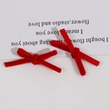 Detail of red velvet handmade bow accessories for DIY hair clips and gift decoration - Red