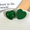 Two premium dark green resin heart patches for DIY jewelry and hair accessories - Heart Shaped / Dark Green