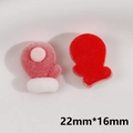 Detail of red and white flocked mini Christmas glove charms for DIY jewelry 22mm x 16mm - Christmas Red Glove