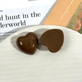 Deep chocolate brown heart-shaped resin charms with a high-gloss polished finish - Heart Shaped / Brown