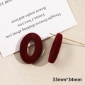Oval burgundy flocked stud earrings with golden needle and vintage velvet texture - Small Oval (Size 24#)