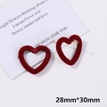 Dark red velvet flocked heart-shaped earring pendant with 28x30mm dimensions - Heart (31# Heart, 1 Piece)