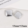 Close-up of silver square fabric buttons 17mm x 17mm for DIY jewelry making and crafts - Silver Square Style