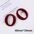 Deep burgundy velvet flocked oval hoop earrings with gold-tone studs 40mm x 34mm - Round No. 2 (#29, 1 Piece)