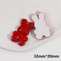 Detailed view of a red acrylic rabbit charm with rhinestones for DIY crafts, 32mm by 20mm - Rabbit Style