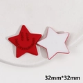 Detail shot of red star DIY charms with smiling face rhinestones, size 32mm by 32mm - Smiling Star Style