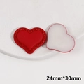 Detail view of a 24mm*30mm red rhinestone heart DIY patch showing front and back texture - Heart Style