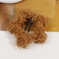 Fermaglio per capelli a stella in peluche marrone con base in metallo nero donna - Caffè Chiaro