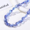 Macro shot of iridescent blue faceted glass beads with metallic coating for DIY jewelry - Irregular Faceted Style (8#) / 1 Piece / Blue