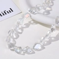 Macro shot of iridescent faceted AB gradient glass beads for DIY jewelry making - Irregular Faceted Style (9#) / 1 Piece / White