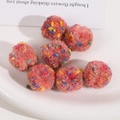 Mix color plush pompoms in pink with vibrant multicolored fibers for DIY jewelry crafts - 1 Piece / Rose Red