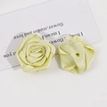 Detailed view of handmade light yellow ribbon roses showing front and back texture - Light Yellow