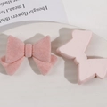 Detailansicht der rosa beflockten Schleifen für DIY Schmuck und Haarschmuck - Rosa
