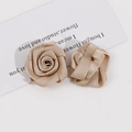 Detail view of handmade champagne ribbon rose flowers with elegant satin luster finish - Champagne