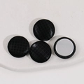 Detail of 17mm round fabric buttons with black grid pattern and silver magnetic back - Black / 17mm
