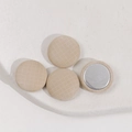 Close-up of 17mm plaid fabric metal buttons showing front texture and smooth back - Beige / 17mm
