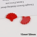 Detail view of 15mm red fan charms with embossed texture for DIY jewelry making - Red Small Fan Charm